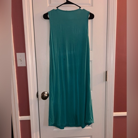 EKOUAER Teal Sleeveless Empire Waist Midi Dress M - Picture 3 of 3